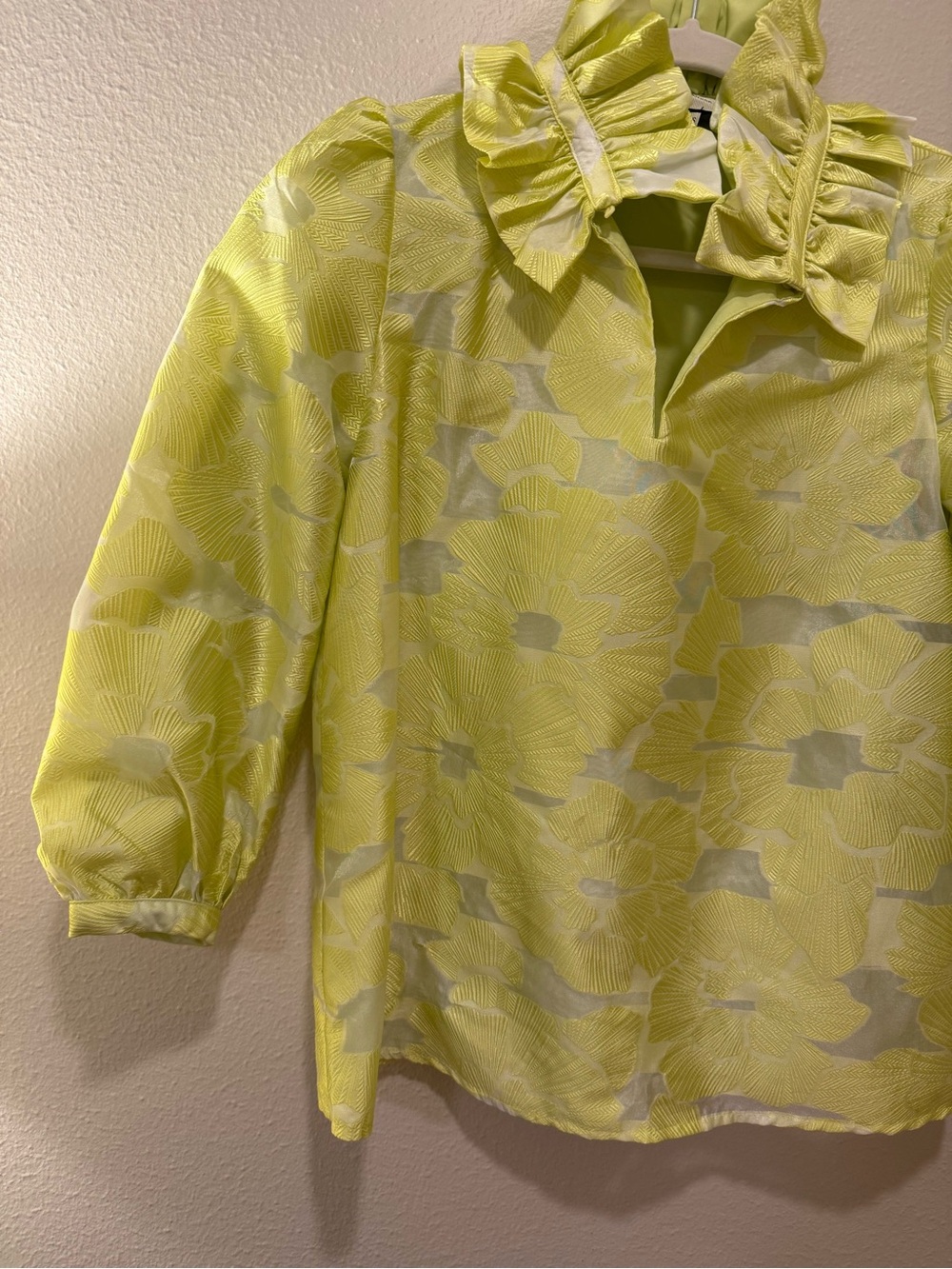 Tuckernuck Yellow Ruffle Collar Floral Blouse - Picture 2 of 5